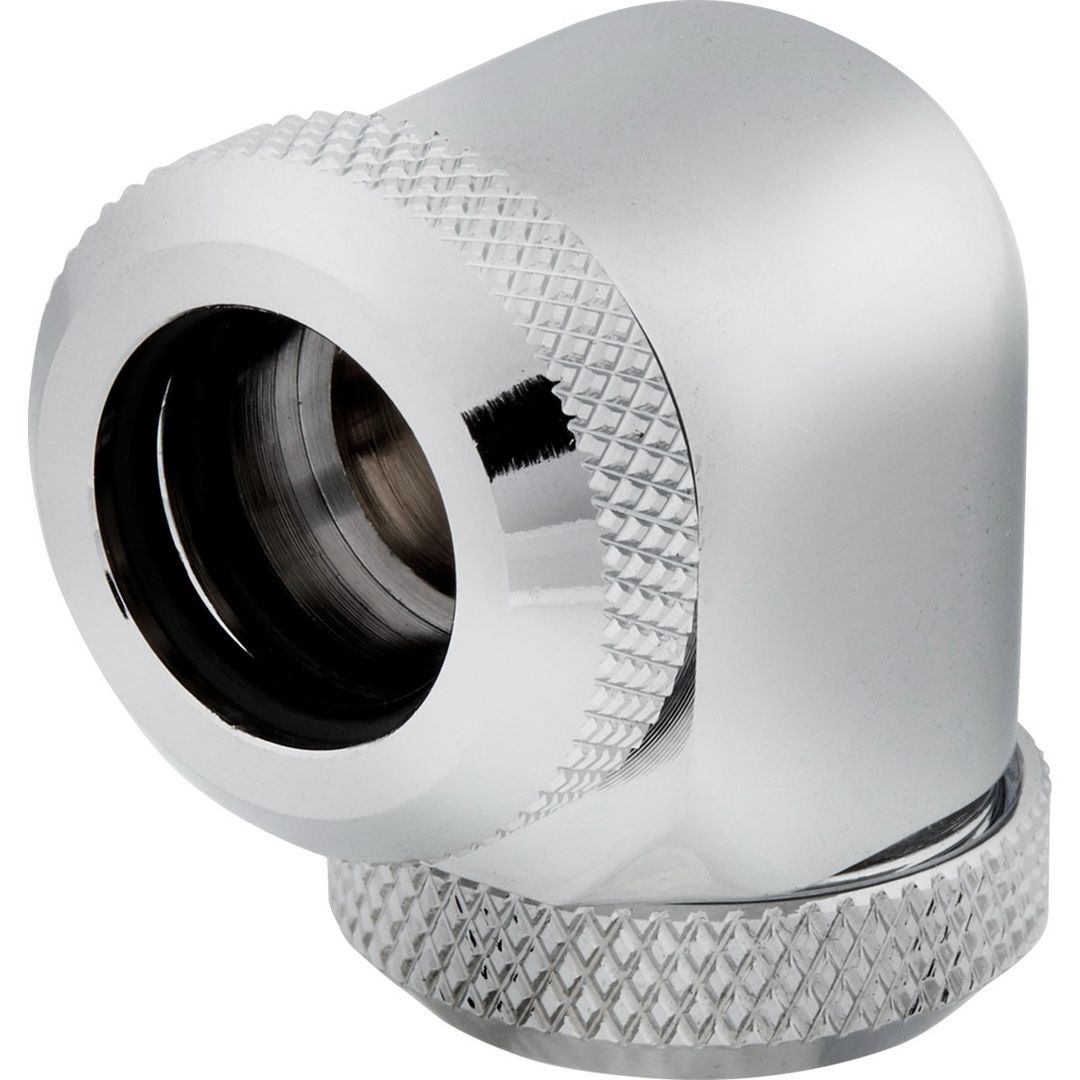 CORSAIR Hydro X Series XF Hardline 90° 12 mm Fitting - Chrome, Pack of 2, Silver/Grey - Image 1