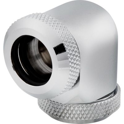 CORSAIR Hydro X Series XF Hardline 90° 12 mm Fitting - Chrome, Pack of 2, Silver/Grey