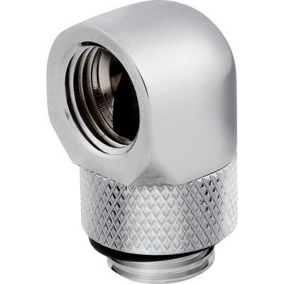 CORSAIR Hydro X Series XF 90° Rotary Fitting Adapter - G1/4", Chrome, Pack of 2, Silver/Grey