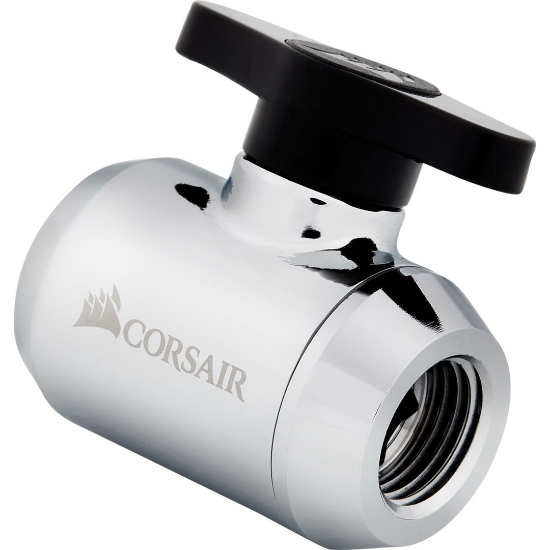 CORSAIR Hydro X Series XF Ball Valve - G1/4", Chrome, Silver/Grey - Image 1
