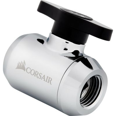 CORSAIR Hydro X Series XF Ball Valve - G1/4", Chrome, Silver/Grey