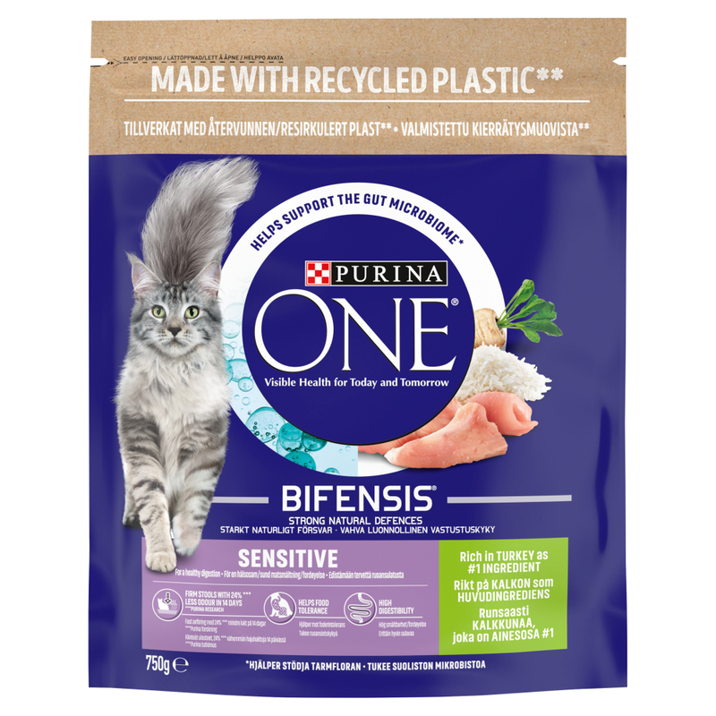 Purina ONE Sensitive Dry Cat Food - Turkey - Image 1