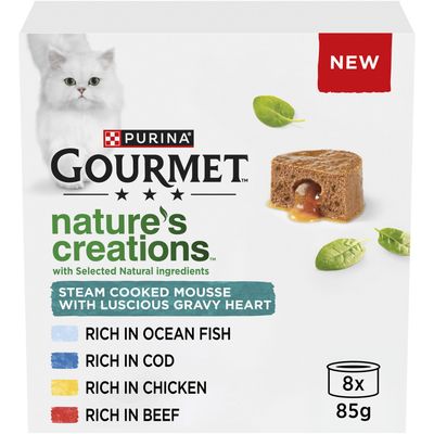 Pack of 8 Gourmet Nature Gravy Heart Cat Food - Brown