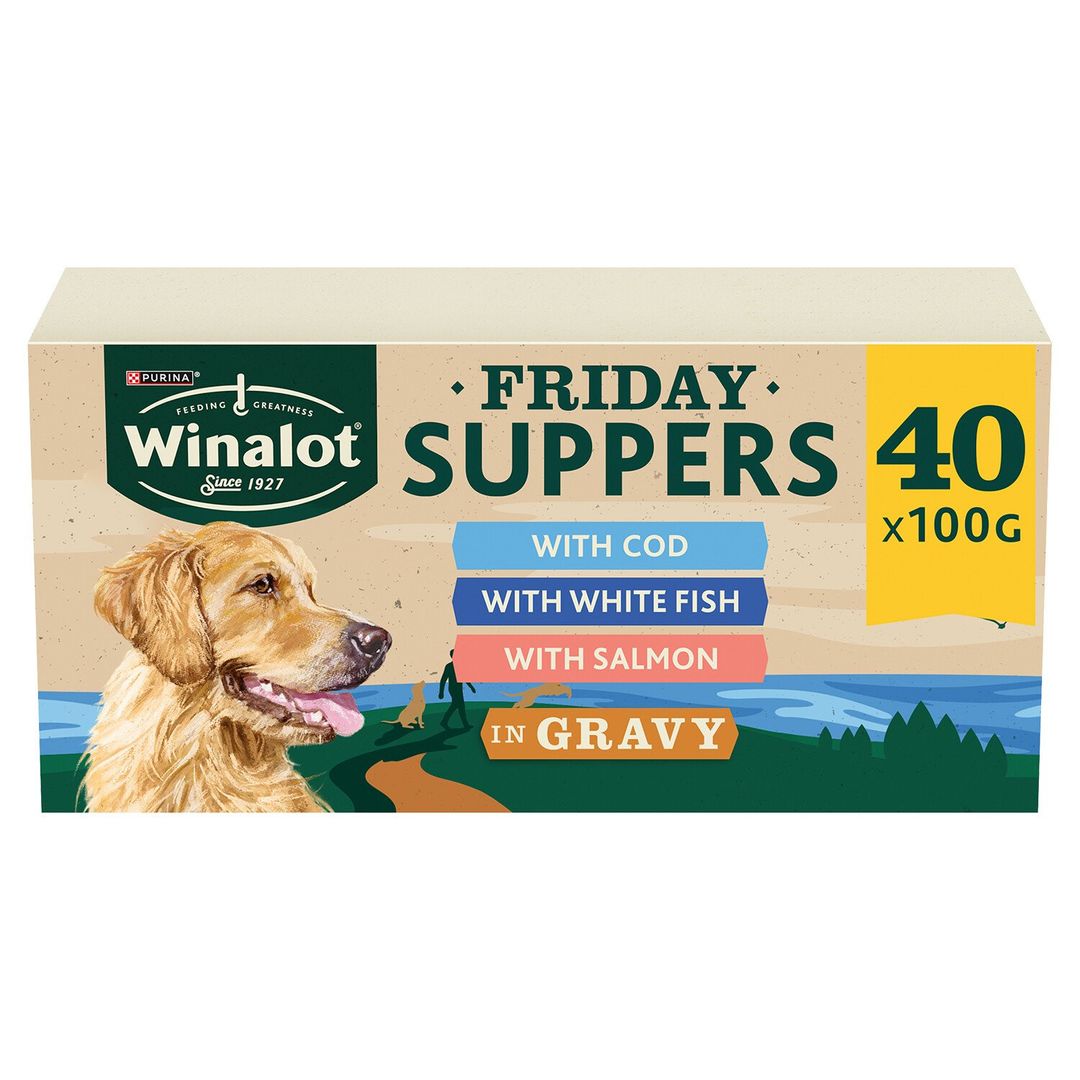 Pack of 40 Winalot Adult Fish in Gravy Wet Dog Food - Image 1
