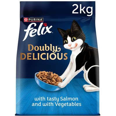Felix Doubly Delicious Dry Cat Food - 2kg / Salmon with Vegetables - Thumbnail 2