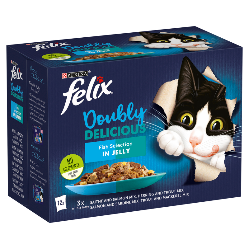 Felix Doubly Delicious Wet Cat Food In Jelly 85g - Fish Selection in Jelly / 12 - Image 1