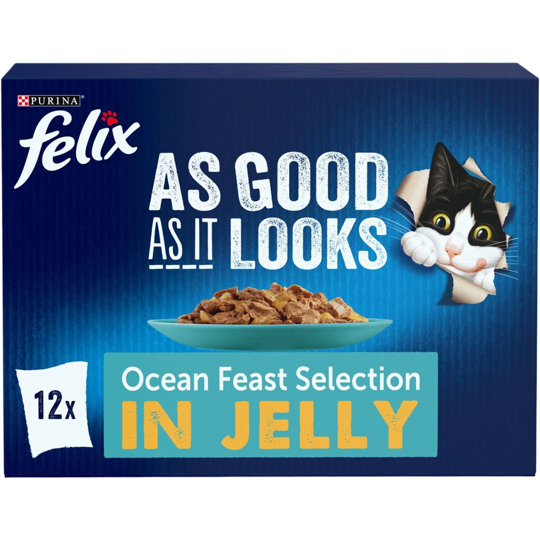 FELIX As Good As it Looks Ocean Feasts in Jelly Wet Cat Food 12x85g - Image 1
