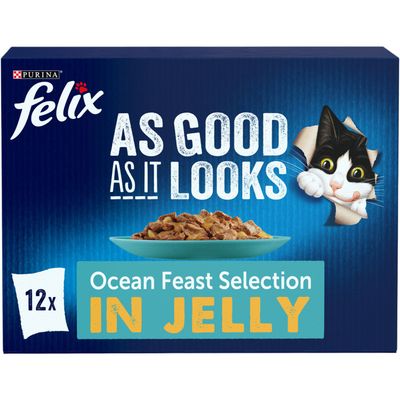 FELIX As Good As it Looks Ocean Feasts in Jelly Wet Cat Food 12x85g