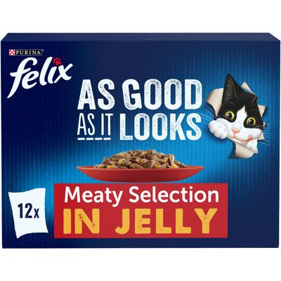 FELIX As Good As it Looks Meaty with Beef Selection in Jelly Wet Cat Food 12x85g