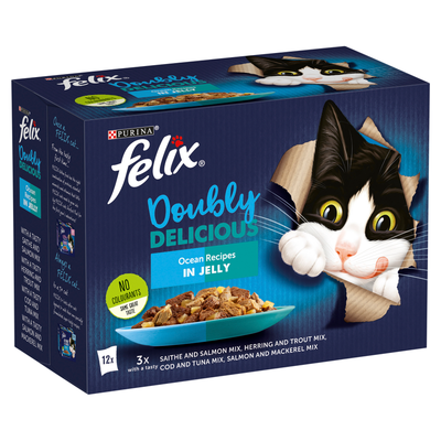 Felix Doubly Delicious Wet Cat Food In Jelly 85g - Ocean Selection in Jelly / 12