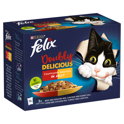 Felix Doubly Delicious Wet Cat Food In Jelly 85g - 12 / Countryside Selection in Jelly