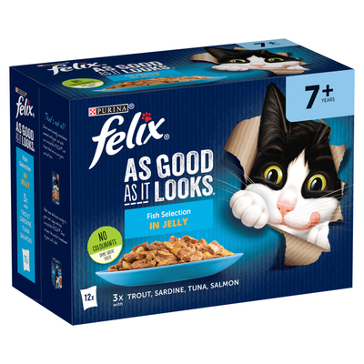 FELIX As Good As it Looks Senior 7+ Fish in Jelly Wet Cat Food 12x85g - Thumbnail 2