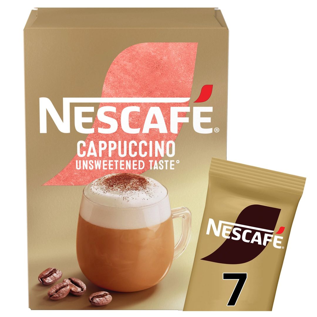 Nescafe Cappuccino Unsweetened Taste Instant Coffee 7 x 14.2g Sachets - Image 1
