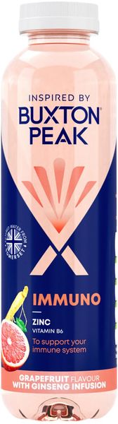 Buxton Peak Immuno Grapefruit +Ginseng Water 400ml Pack of 12 13470167