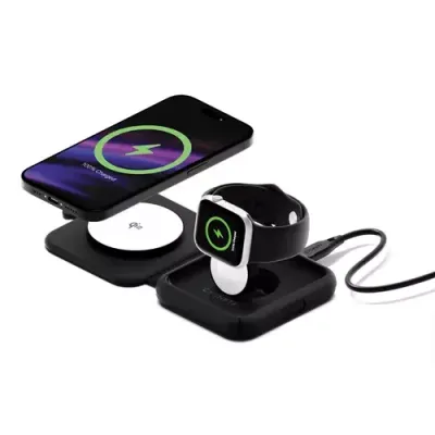 Cygnett MagTravel Qi2.0 2-in-1 Smartphone, Smartwatch Black USB Wireless charging Fast charging Indoor - Thumbnail 2