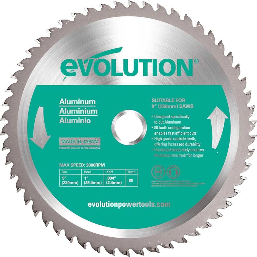 Evolution Aluminium Cutting Saw Blade 230mm 80T 25.4mm - Image 1