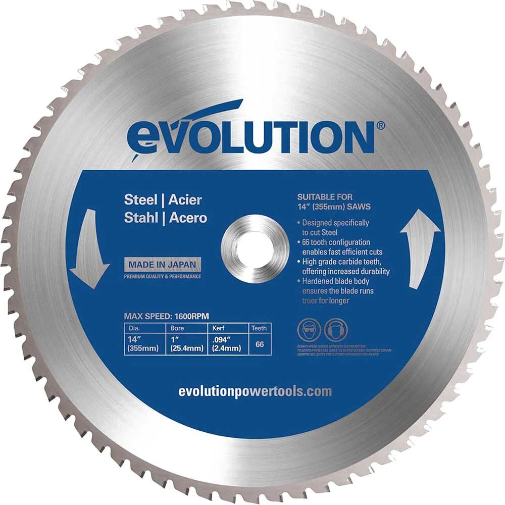 Evolution Mild Steel Cutting Saw Blade 355mm 66T 25.4mm - Image 1