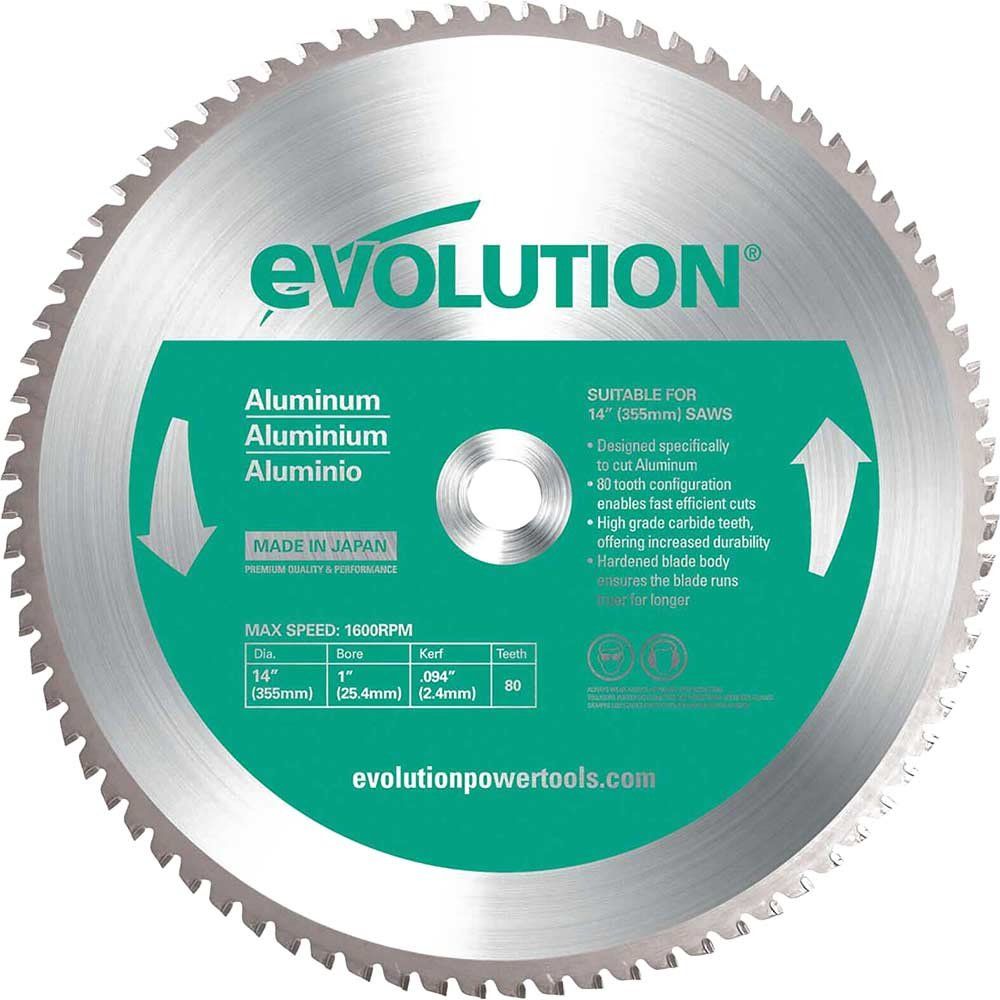 Evolution Aluminium Cutting Saw Blade 355mm 80T 25.4mm - Image 1