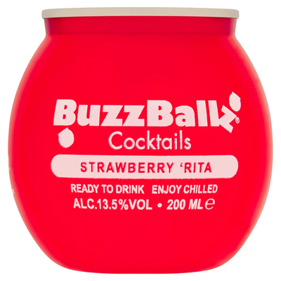BuzzBallz Strawberry Rita Cocktail Multipack, 12 x 200 ml