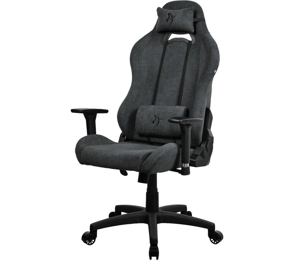 AROZZI Torretta Soft Fabric Gaming Chair - Dark Grey, Silver/Grey - Image 1