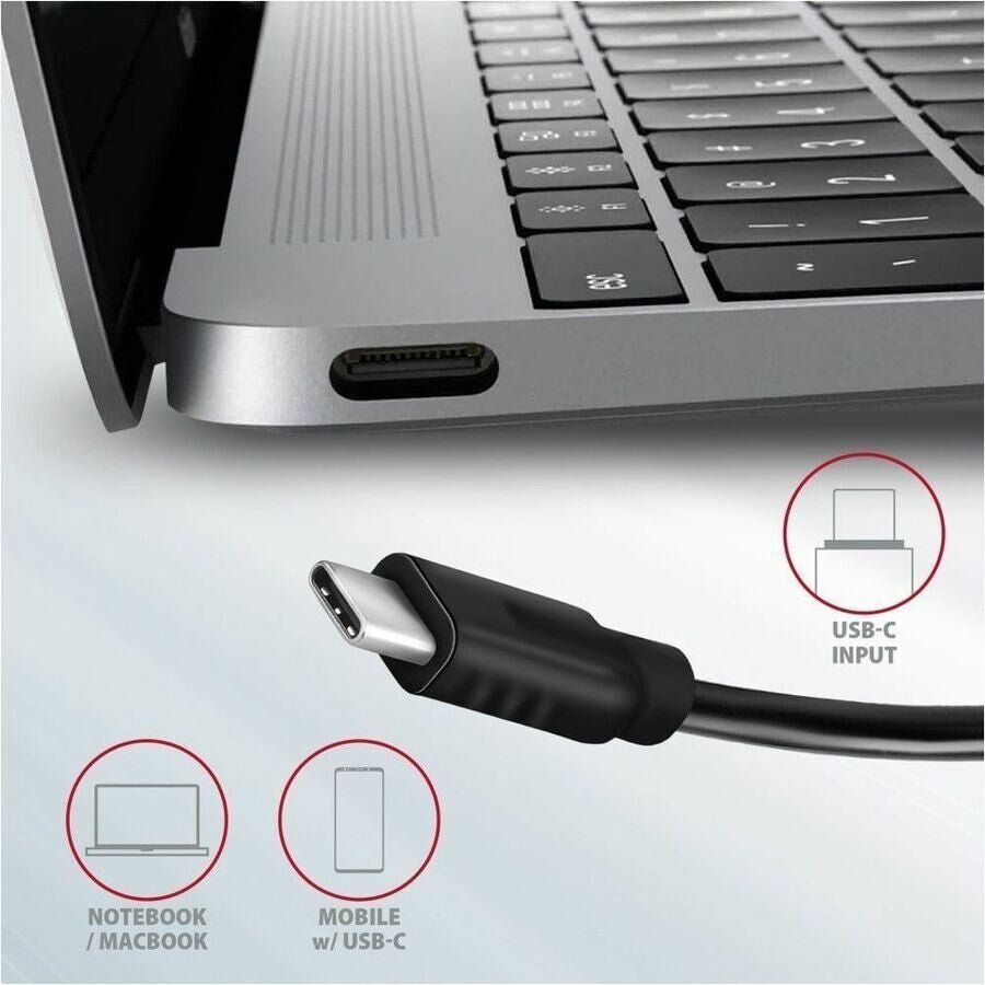 Axagon HMC-5G2 USB 10Gbps hub, 2x USB-A, 2x USB-C, HDMI 4k/60Hz, PD 100W, USB-C cable - Image 1