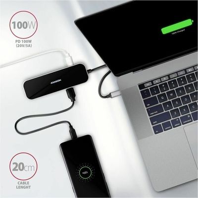 Axagon HMC-6GL USB 3.2 Gen 1 hub, 3x USB-A, HDMI 4k/30Hz, RJ-45, PD 100W, 20cm USB-C cable