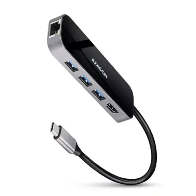 Axagon HMC-6GL USB 3.2 Gen 1 hub, 3x USB-A, HDMI 4k/30Hz, RJ-45, PD 100W, 20cm USB-C cable - Thumbnail 2