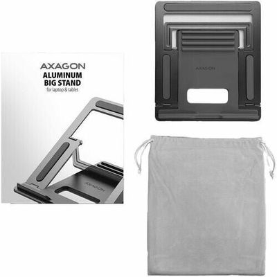 Axagon STND-L Aluminum stand for laptops size 10"–17.3". Eight adjustable height and angle. Grey version.