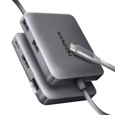 Axagon HMC-5HL USB 5Gbps hub, 2x USB-A, HDMI 4k/60Hz, RJ-45, PD 100W, 20cm USB-C cable - Thumbnail 2