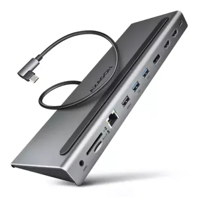 Axagon HMC-4KX3 USB 5Gbps hub, 3x USB-A, 2x HDMI, DP, RJ-45, SD/microSD, audio, PD 100W - Thumbnail 2