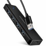 Axagon HUE-C1A 4x USB 5Gbps TRAVEL hub, USB-C power IN, 19cm USB-A cable - Image 1