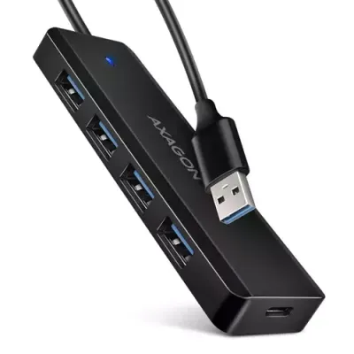 Axagon HUE-C1A 4x USB 5Gbps TRAVEL hub, USB-C power IN, 19cm USB-A cable - Thumbnail 2