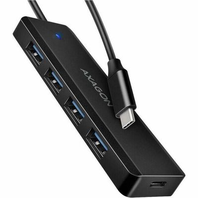 Axagon HUE-C1C 4x USB 5Gbps TRAVEL hub, USB-C power IN, 19cm USB-C cable