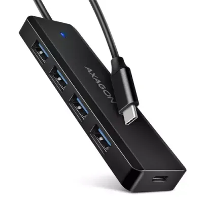 Axagon HUE-C1C 4x USB 5Gbps TRAVEL hub, USB-C power IN, 19cm USB-C cable - Thumbnail 2