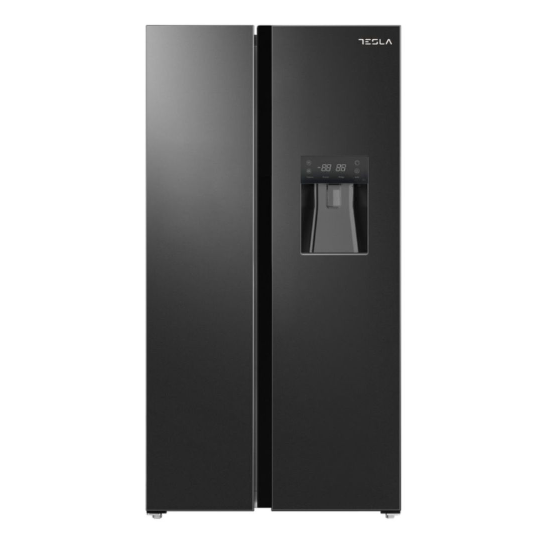 Tesla T582SBSB American Fridge Freezer With Water Dispenser Non Plumbed - BLACK - Image 1