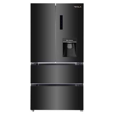 Tesla 539 Litres French Style American Fridge Freezer - Black