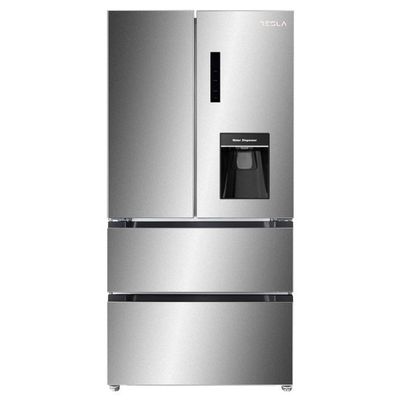 Tesla 539 Litres French Style American Fridge Freezer - Inox