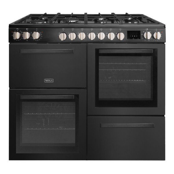 Tesla 100cm Dual Fuel Range Cooker - Black - Image 1