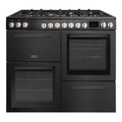 Tesla 100cm Dual Fuel Range Cooker - Black