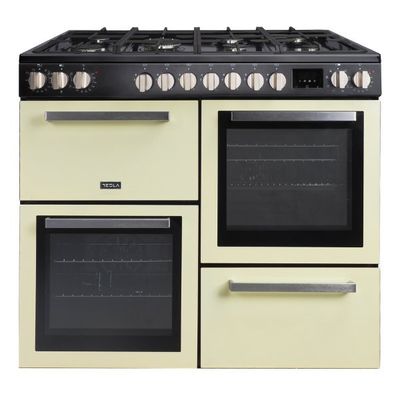 Tesla 100cm Dual Fuel Range Cooker - Cream