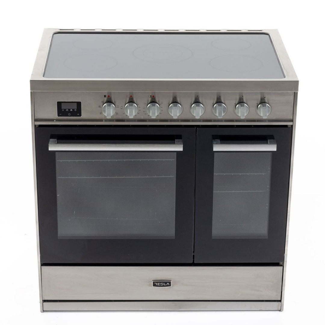Tesla T90DCRCSS 90cm Professional Ceramic Range Cooker - STAINLESS STEEL - Image 1
