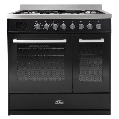Tesla 90cm Dual Fuel Range Cooker - Black