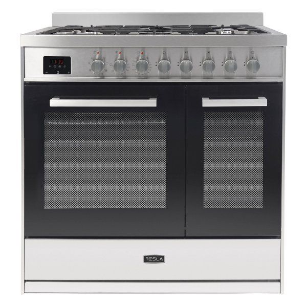 Tesla 90cm Dual Fuel Range Cooker - Stainless Steel - Image 1