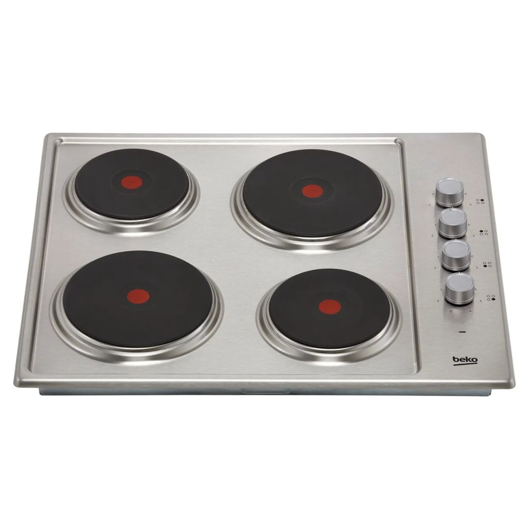 Beko HIBE64101X 60cm Sealed Plate Electric Hob - Stainless Steel - Image 1