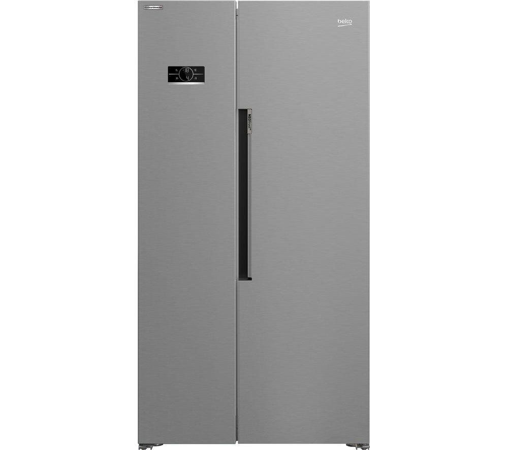 Beko American Style Side By Side Fridge Freezer with Side LED Lighting Stainless Steel Effect 980mm - ASL1442VPS - Image 1
