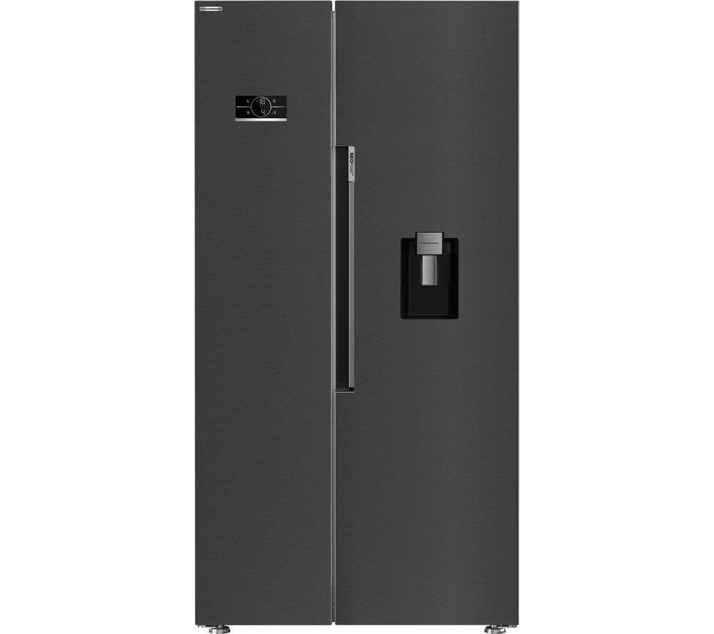 Beko American Style Side By Side Fridge Freezer with LED Display Black Steel 980mm - ASD2442VPZ - Image 1