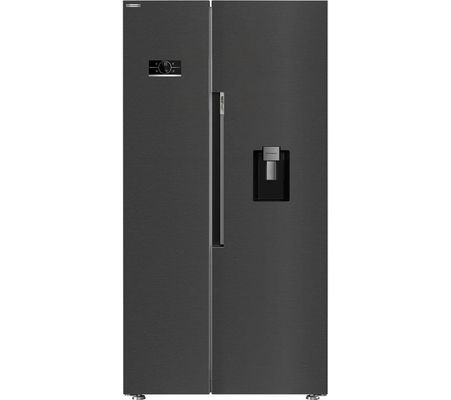 Beko American Style Side By Side Fridge Freezer with LED Display Black Steel 980mm - ASD2442VPZ