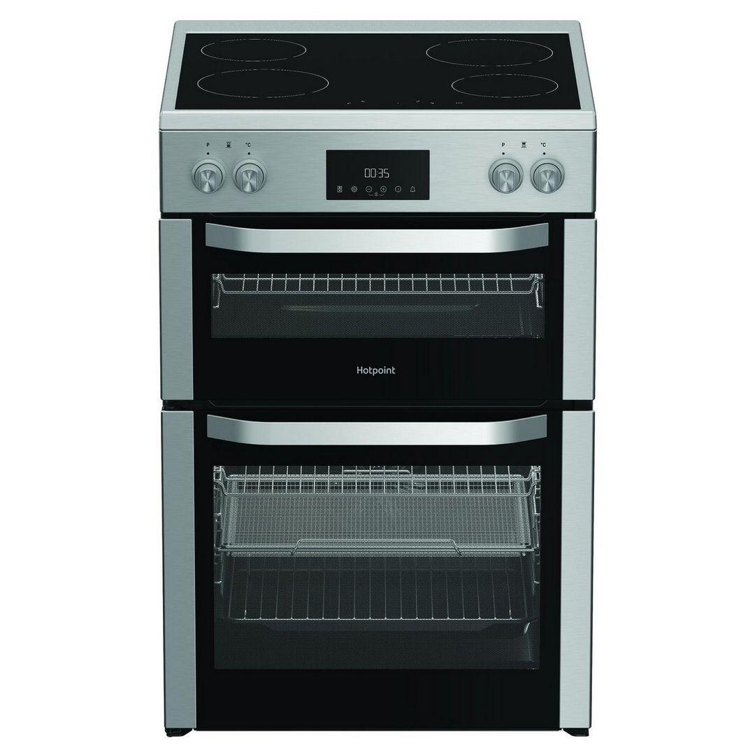 Hotpoint 60cm Freestanding Ceramic Cooker HDME6VDC2AX Stainless Steel - Image 1