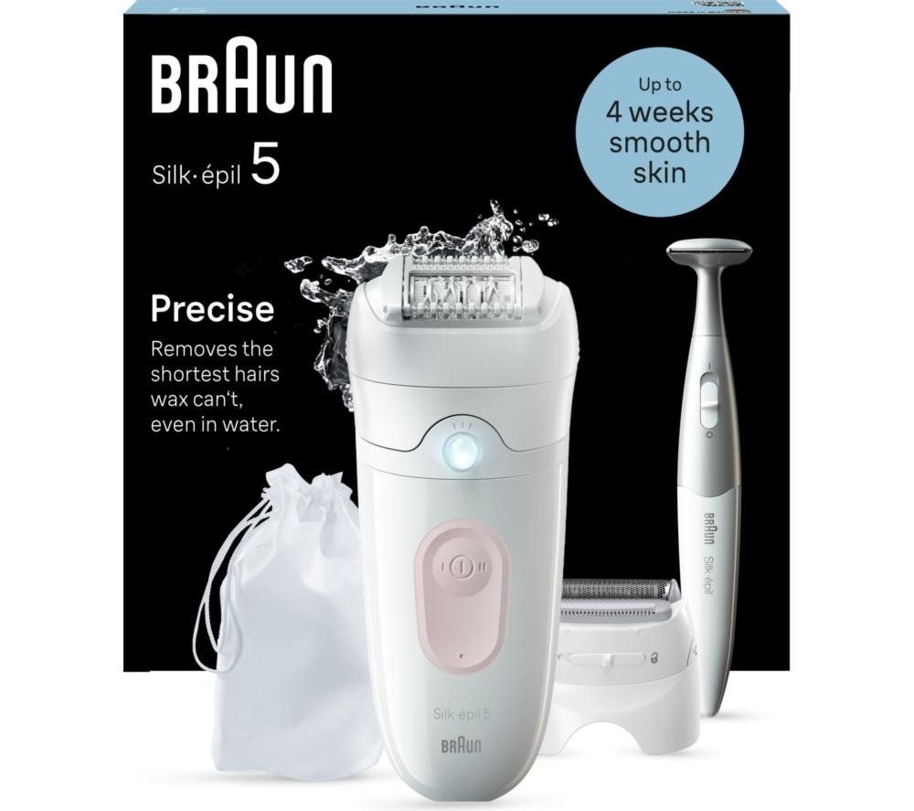 BRAUN Silk-épil 5 5-230 Wet & Dry Epilator - White & Flamingo, White,Pink - Image 1
