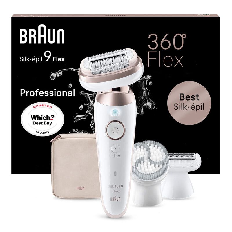 BRAUN Silk-épil 9 Flex 9 3D SE9-060 Wet & Dry Epilator - Rose Titan, White,Pink - Image 1